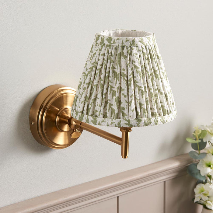 Step Fold And Leaf 16cm Herb Garden Green Shade Wall Light In Brushed Aged Brass