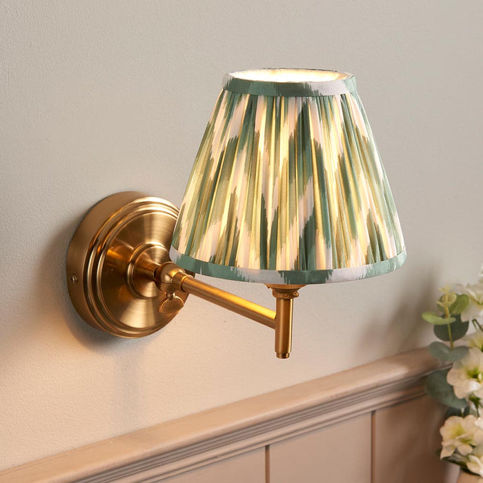 Step Fold And Zigzag 16cm Cotswold Green Shade Wall Light In Brushed Aged Brass