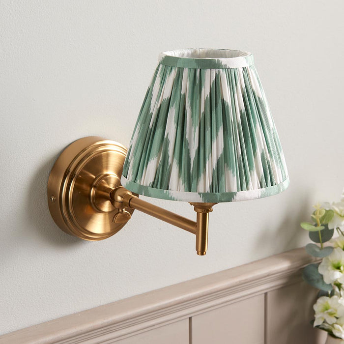 Step Fold And Zigzag 16cm Cotswold Green Shade Wall Light In Brushed Aged Brass