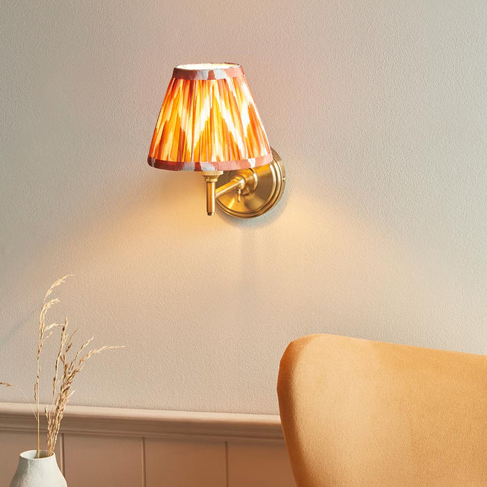 Step Fold And Zigzag 16cm Apricot Orange Shade Wall Light In Brushed Aged Brass