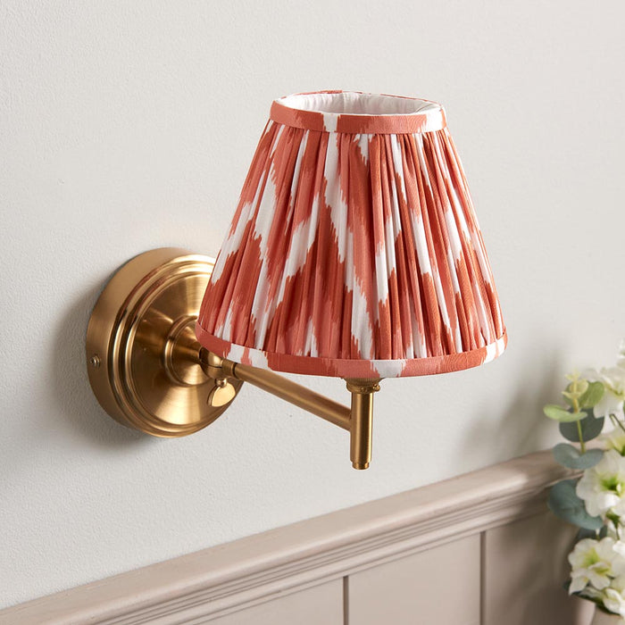 Step Fold And Zigzag 16cm Apricot Orange Shade Wall Light In Brushed Aged Brass