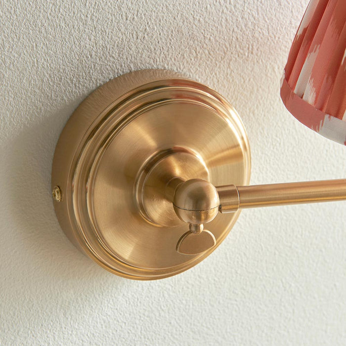 Step Fold And Zigzag 16cm Apricot Orange Shade Wall Light In Brushed Aged Brass