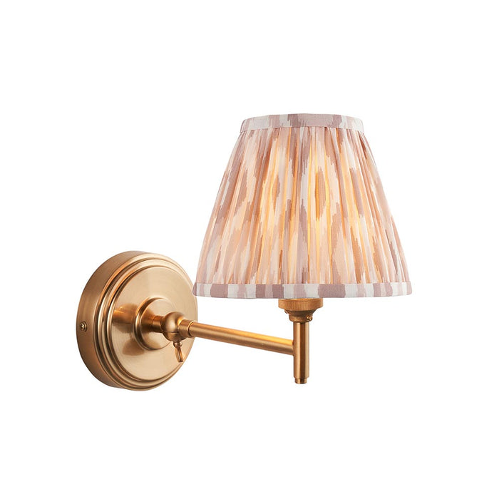 Step Fold And Ikat 16cm Neutral Shade Wall Light In Brushed Aged Brass