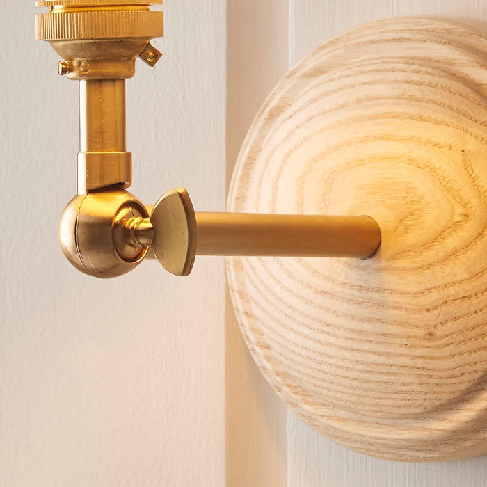 Wood Wing And Leaf 16cm Shell Bay Blue Shade Wall Light In Brushed Aged Brass