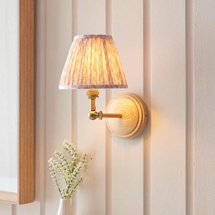 Wood Wing And Leaf 16cm Peachy Keen Shade Wall Light In Brushed Aged Brass