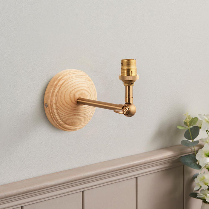 Wood Wing And Leaf 16cm Peachy Keen Shade Wall Light In Brushed Aged Brass