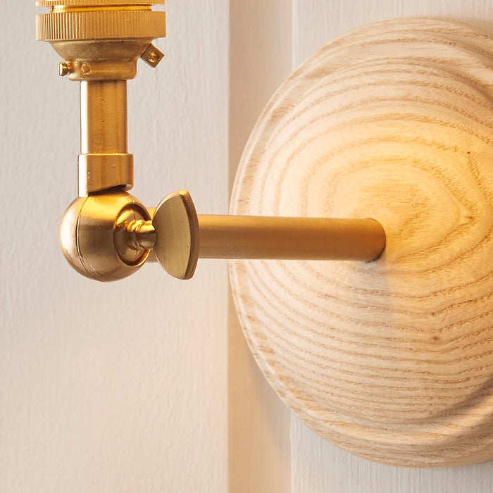 Wood Wing And Ripple 16cm Coral Pink Shade Wall Light In Brushed Aged Brass