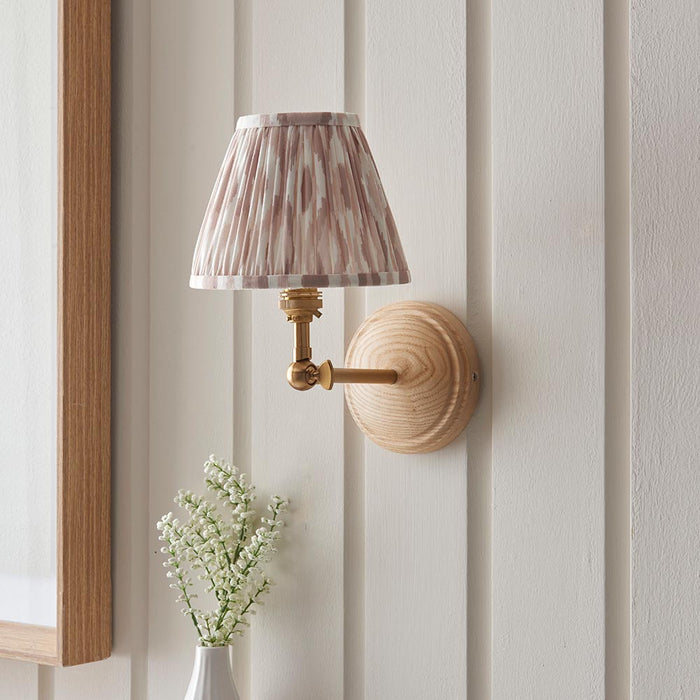 Wood Wing And Ikat 16cm Neutral Shade Wall Light In Brushed Aged Brass