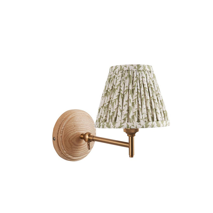 Wood Fold And Leaf 16cm Herb Garden Green Shade Wall Light In Brushed Aged Brass