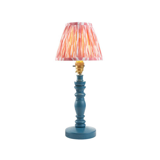Bibury Ikat 16cm Coral Pink Fabric Shade Table Lamp Satin Marlin