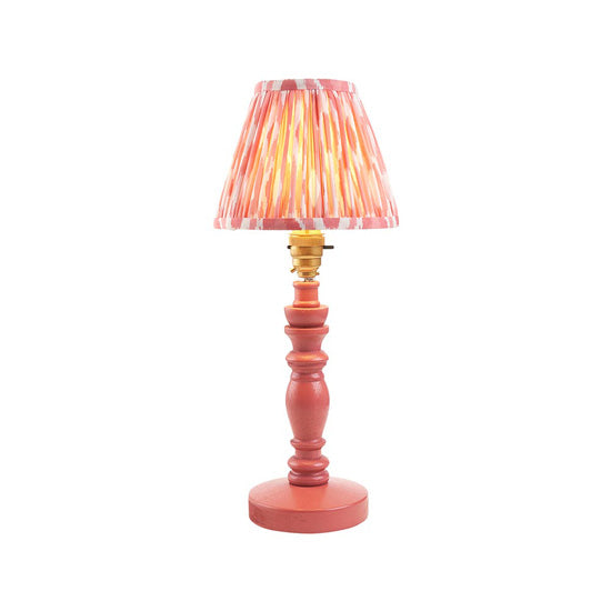 Bibury Ikat 16cm Coral Fabric Shade Table Lamp Satin Clay