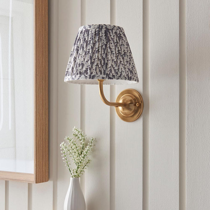 Dome Arc And Leaf 20cm Pearl Grey Shade Wall Light In Brushed Aged Brass