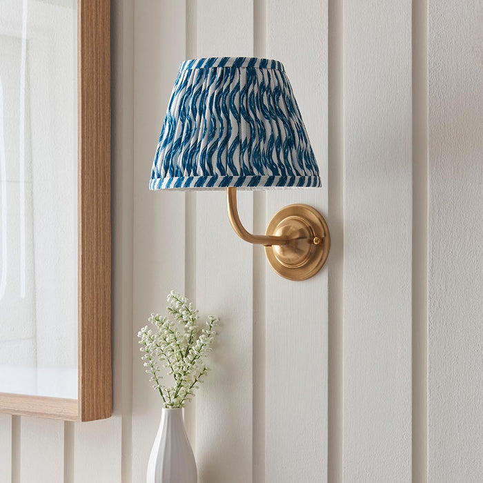 Dome Arc And Ripple 20cm Marlin Blue Shade Wall Light In Brushed Aged Brass