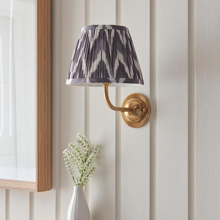 Dome Arc And Zigzag 20cm Pearl Grey Shade Wall Light In Brushed Aged Brass