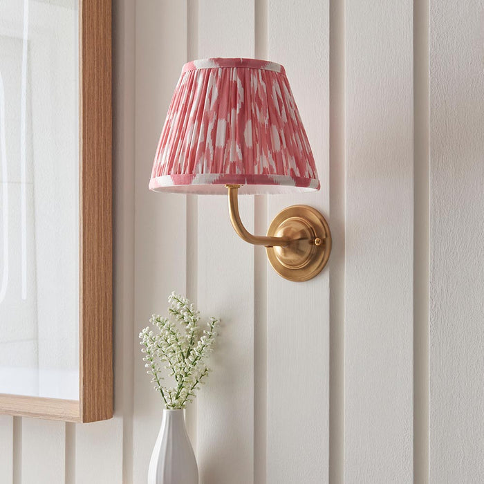 Dome Arc And Ikat 20cm Coral Pink Shade Wall Light In Brushed Aged Brass