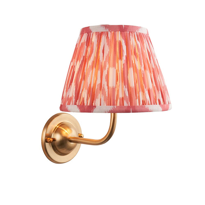 Dome Arc And Ikat 20cm Coral Pink Shade Wall Light In Brushed Aged Brass