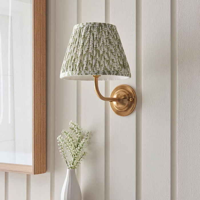 Dome Arc And Leaf 20cm Herb Garden Green Shade Wall Light In Brushed Aged Brass