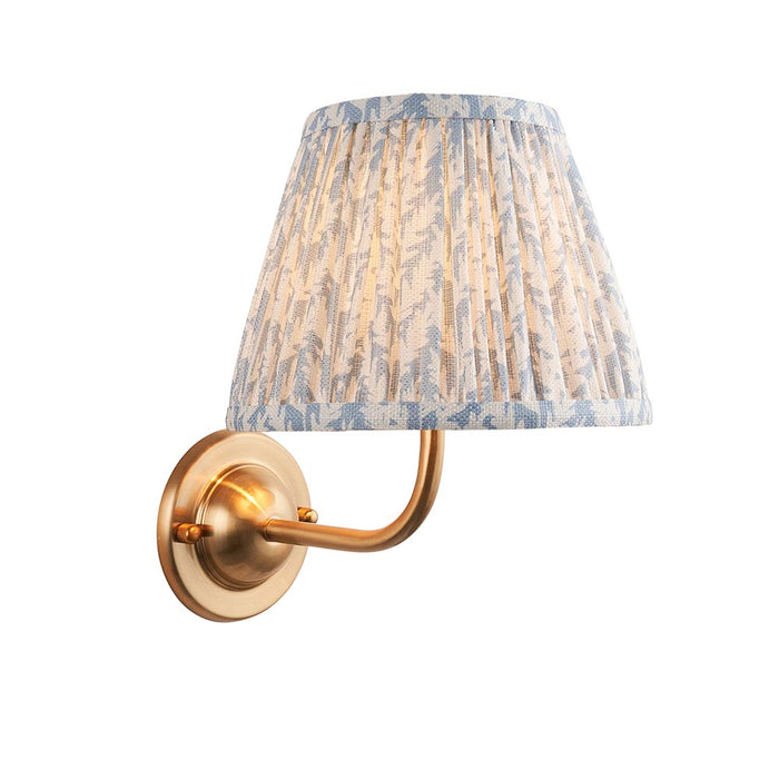 Dome Arc And Leaf 20cm Shell Bay Blue Shade Wall Light In Brushed Aged Brass
