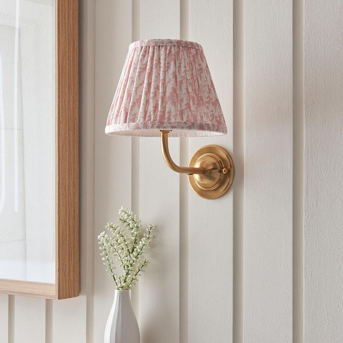 Dome Arc And Leaf 20cm Peachy Keen Shade Wall Light In Brushed Aged Brass