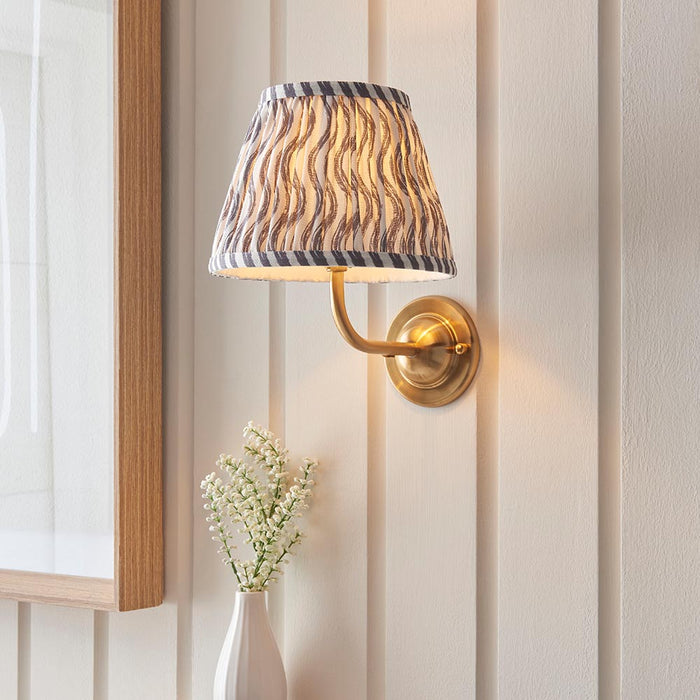 Dome Arc And Ripple 20cm Pearl Grey Shade Wall Light In Brushed Aged Brass