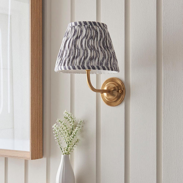 Dome Arc And Ripple 20cm Pearl Grey Shade Wall Light In Brushed Aged Brass