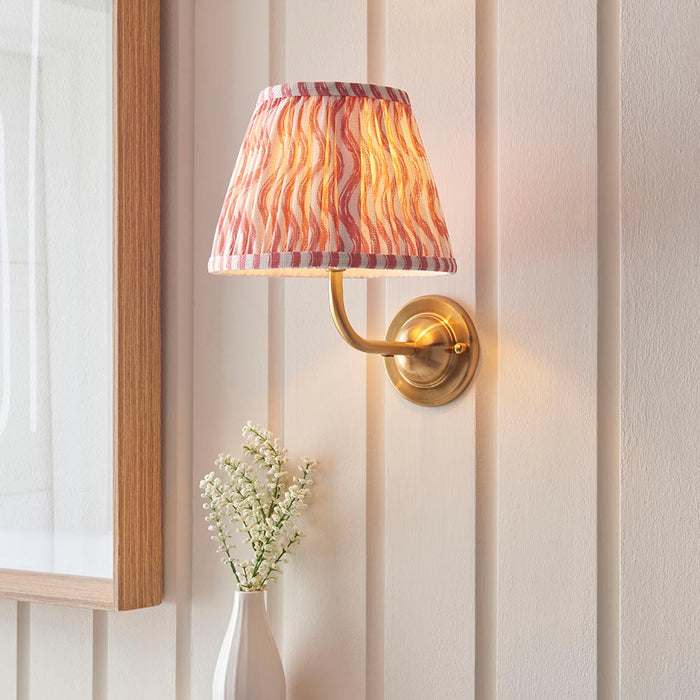 Dome Arc And Ripple 20cm Coral Pink Shade Wall Light In Brushed Aged Brass
