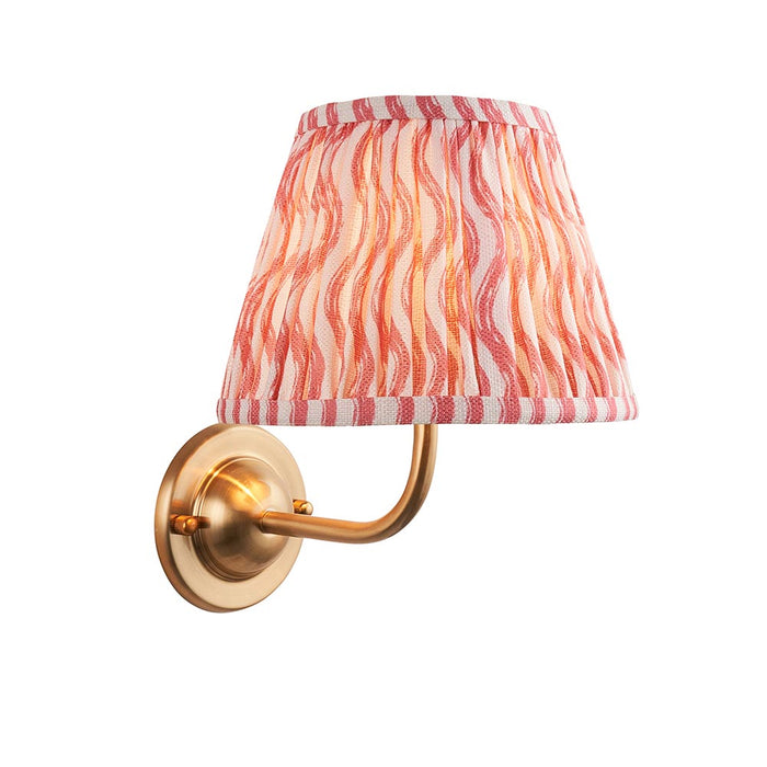 Dome Arc And Ripple 20cm Coral Pink Shade Wall Light In Brushed Aged Brass