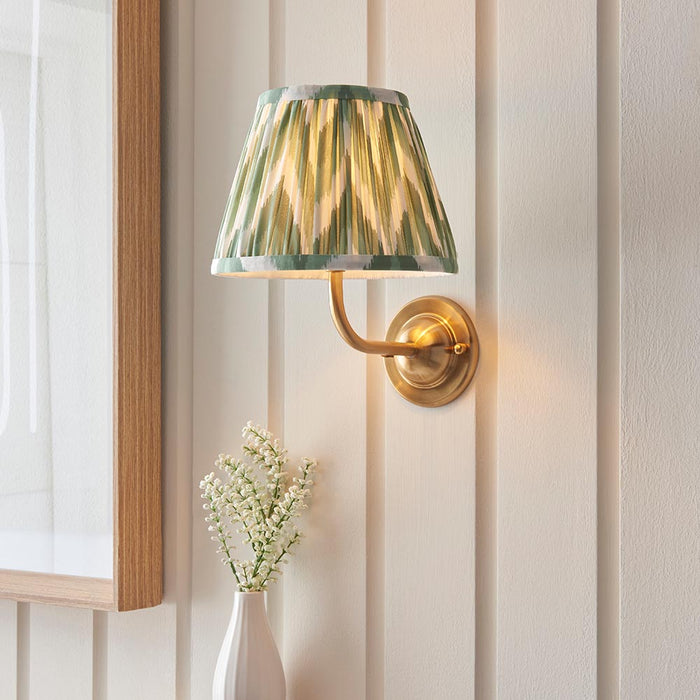 Dome Arc And Zigzag 20cm Cotswold Green Shade Wall Light In Brushed Aged Brass