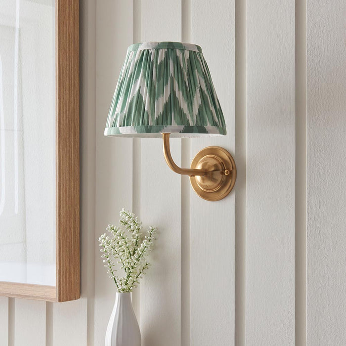 Dome Arc And Zigzag 20cm Cotswold Green Shade Wall Light In Brushed Aged Brass