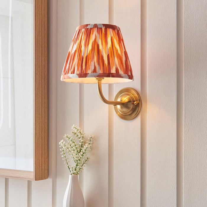 Dome Arc And Zigzag 20cm Apricot Orange Shade Wall Light In Brushed Aged Brass