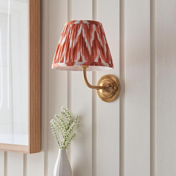 Dome Arc And Zigzag 20cm Apricot Orange Shade Wall Light In Brushed Aged Brass