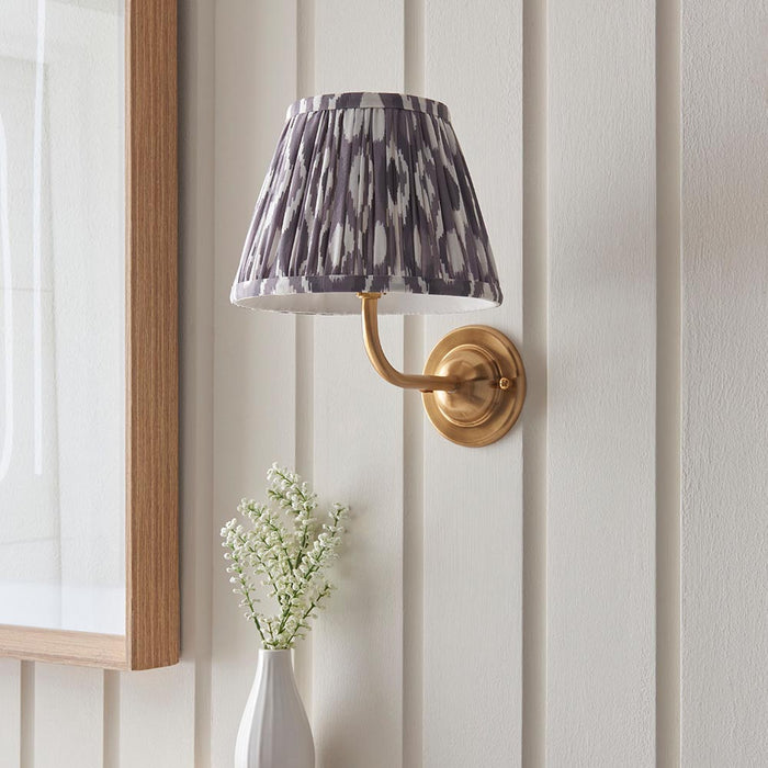 Dome Arc And Ikat 20cm Pearl Grey Shade Wall Light In Brushed Aged Brass