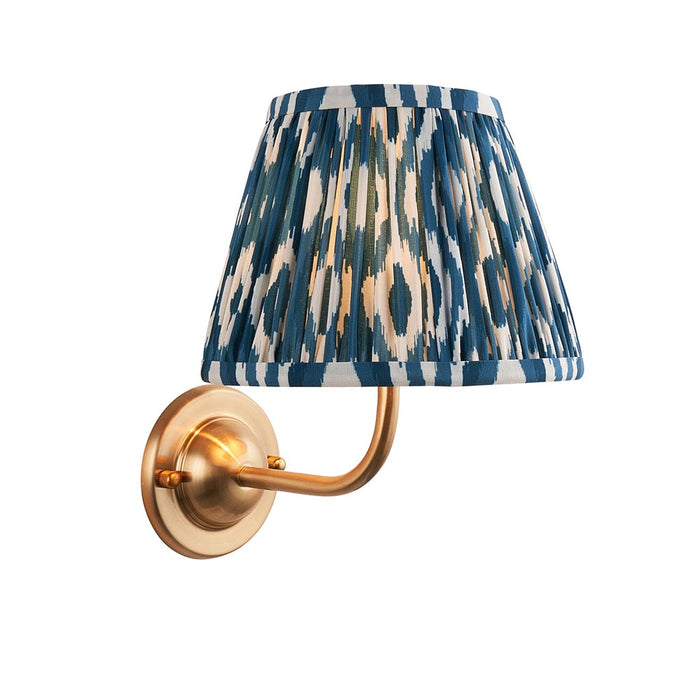 Dome Arc And Ikat 20cm Marlin Blue Shade Wall Light In Brushed Aged Brass