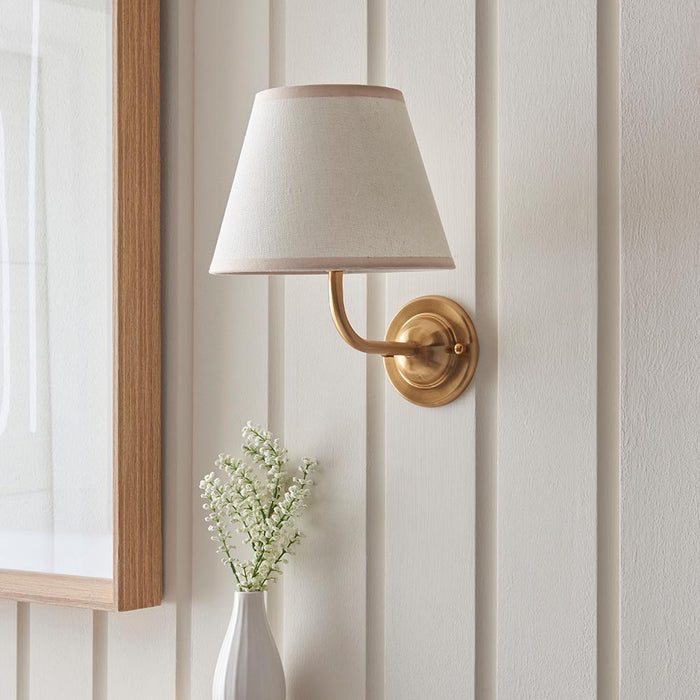 Dome Arc And Ivy 20cm Vintage White Shade Wall Light In Brushed Aged Brass