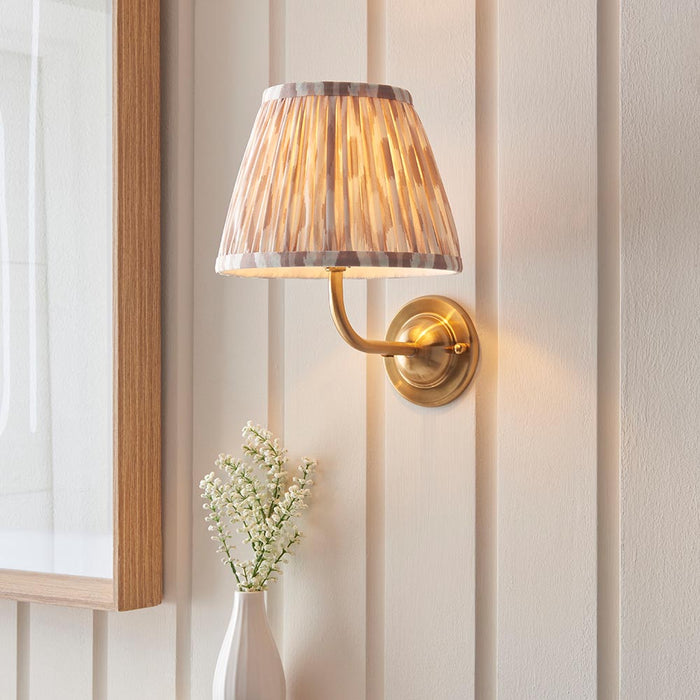 Dome Arc And Ikat 20cm Neutral Shade Wall Light In Brushed Aged Brass