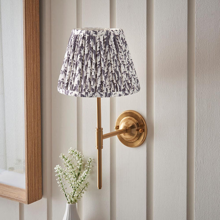 Dome T Bar And Leaf 20cm Pearl Grey Shade Wall Light In Brushed Aged Brass