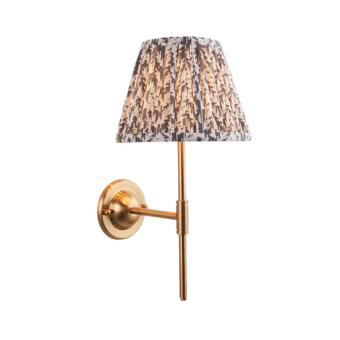 Dome T Bar And Leaf 20cm Pearl Grey Shade Wall Light In Brushed Aged Brass