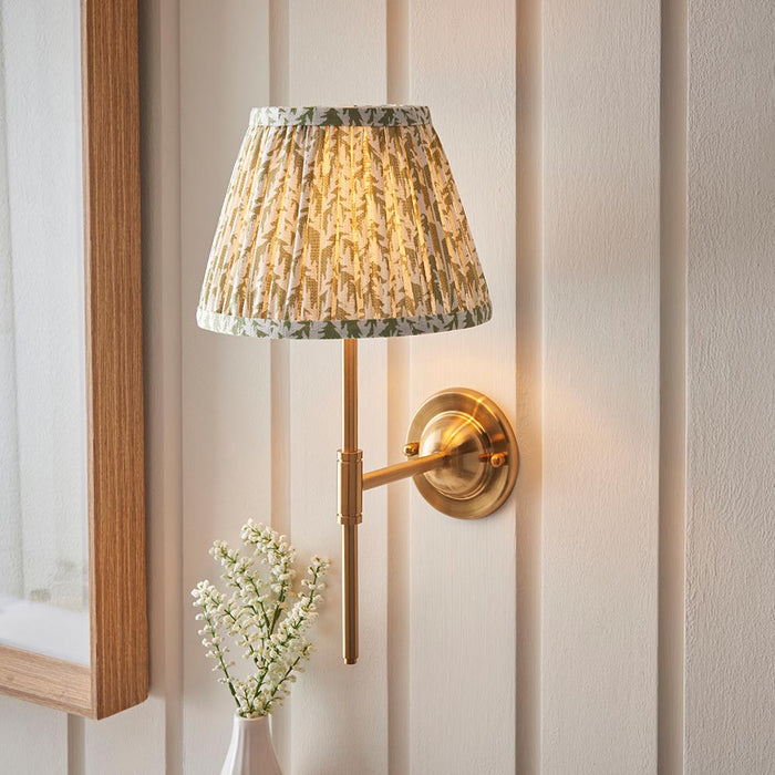 Dome T Bar And Leaf 20cm Herb Garden Green Shade Wall Light In Brushed Aged Brass