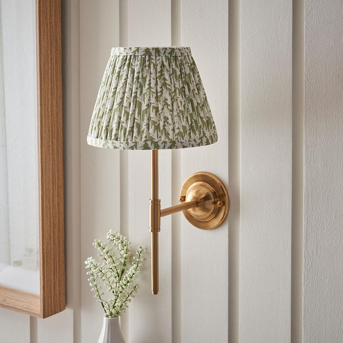Dome T Bar And Leaf 20cm Herb Garden Green Shade Wall Light In Brushed Aged Brass
