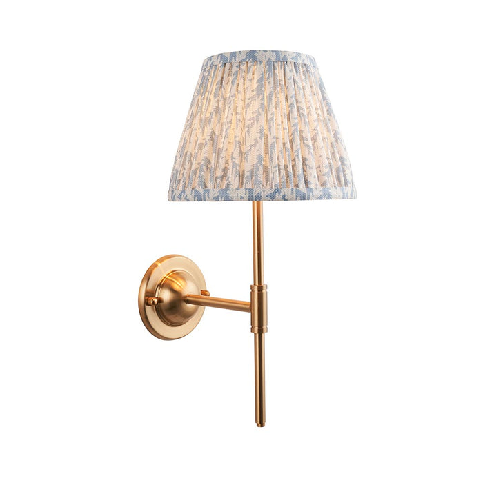 Dome T Bar And Leaf 20cm Shell Bay Blue Shade Wall Light In Brushed Aged Brass