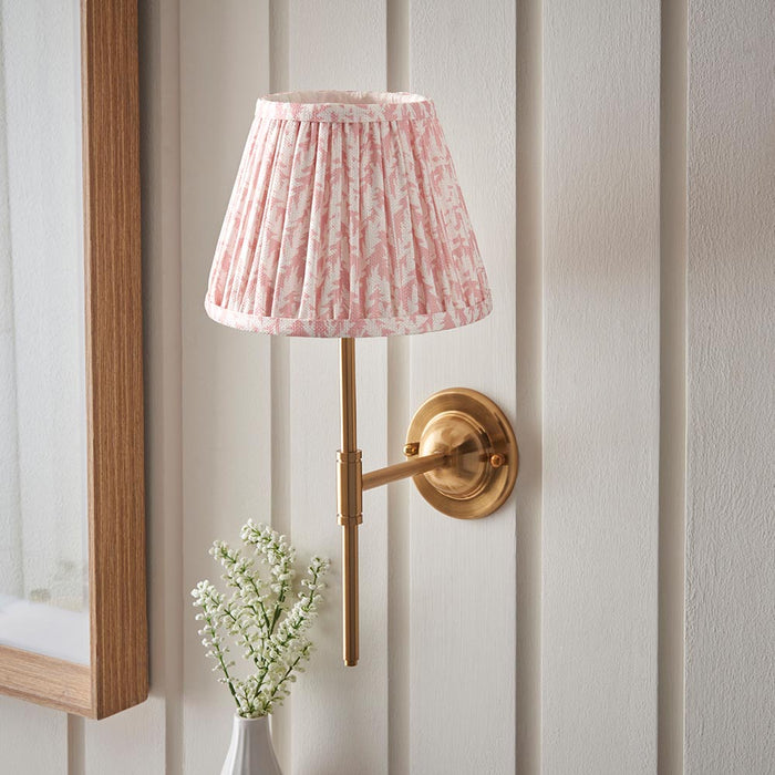 Dome T Bar And Leaf 20cm Peachy Keen Shade Wall Light In Brushed Aged Brass