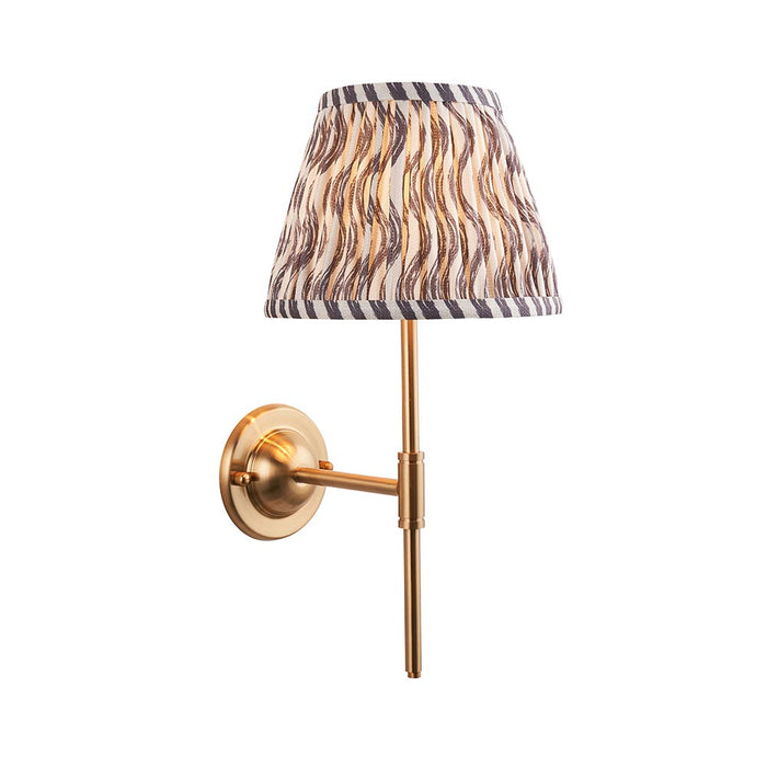 Dome T Bar And Ripple 20cm Pearl Grey Shade Wall Light In Brushed Aged Brass