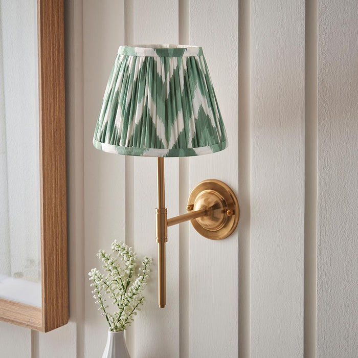 Dome T Bar And Zigzag 20cm Cotswold Green Shade Wall Light In Brushed Aged Brass