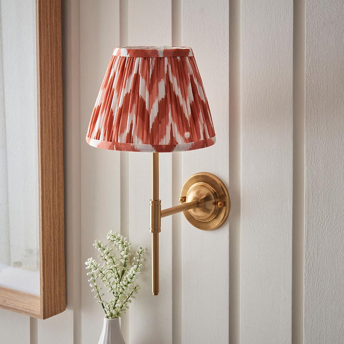 Dome T Bar And Zigzag 20cm Apricot Orange Shade Wall Light In Brushed Aged Brass