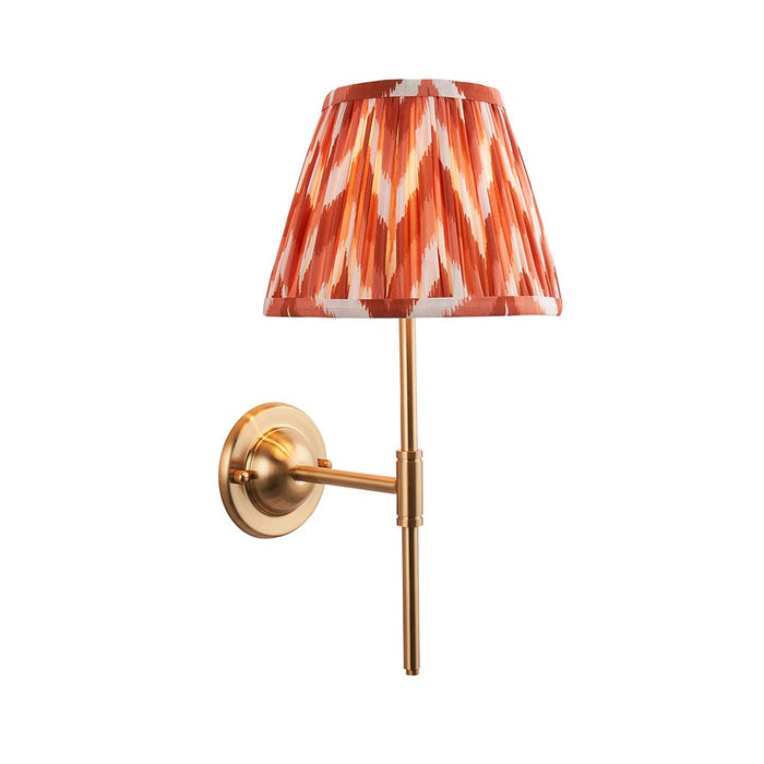 Dome T Bar And Zigzag 20cm Apricot Orange Shade Wall Light In Brushed Aged Brass