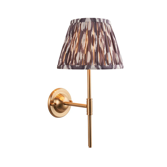 Dome T Bar And Ikat 20cm Pearl Grey Shade Wall Light In Brushed Aged Brass