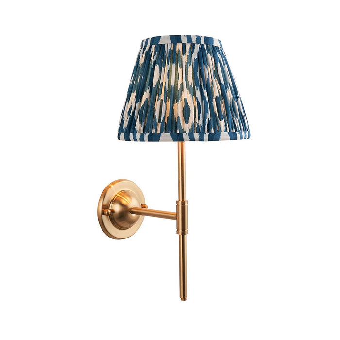 Dome T Bar And Ikat 20cm Marlin Blue Shade Wall Light In Brushed Aged Brass