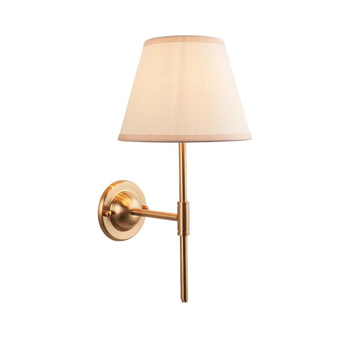Dome T Bar And Ivy 20cm Vintage White Shade Wall Light In Brushed Aged Brass