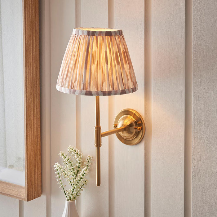 Dome T Bar And Ikat 20cm Neutral Shade Wall Light In Brushed Aged Brass