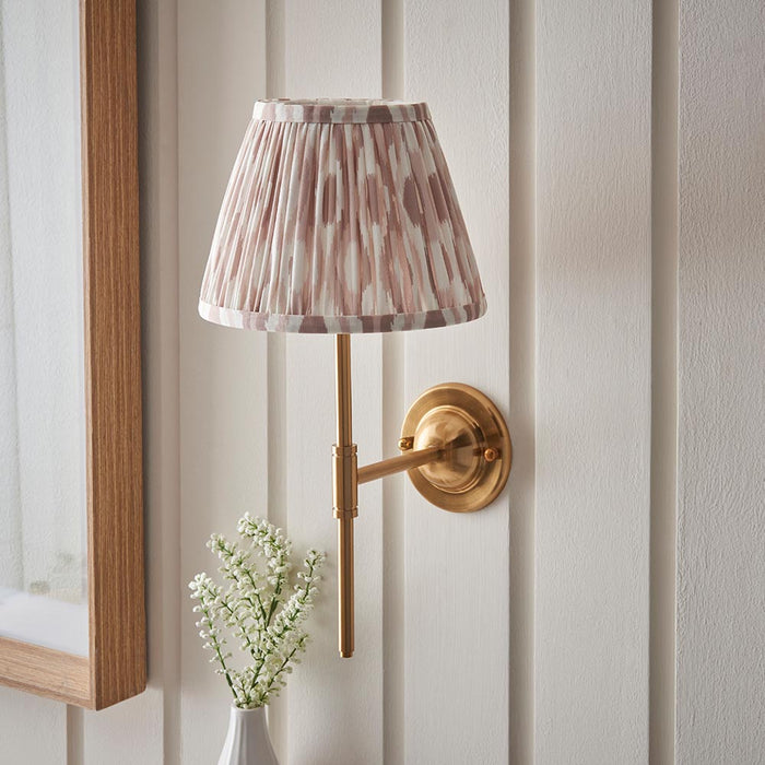 Dome T Bar And Ikat 20cm Neutral Shade Wall Light In Brushed Aged Brass